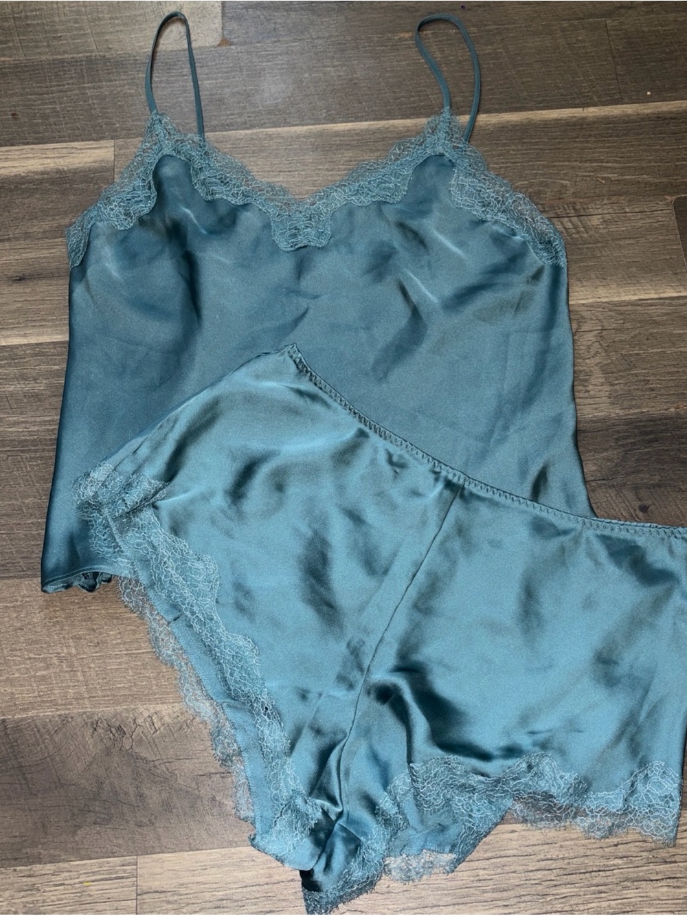 Victoria Secret Baby Doll Silky Lace Blue Night Set Size Medium